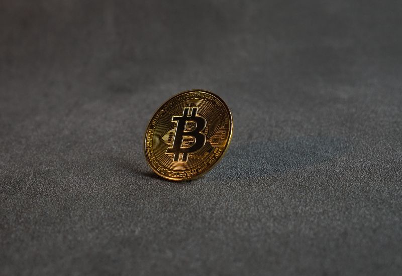 Bitcoin on Gray Background